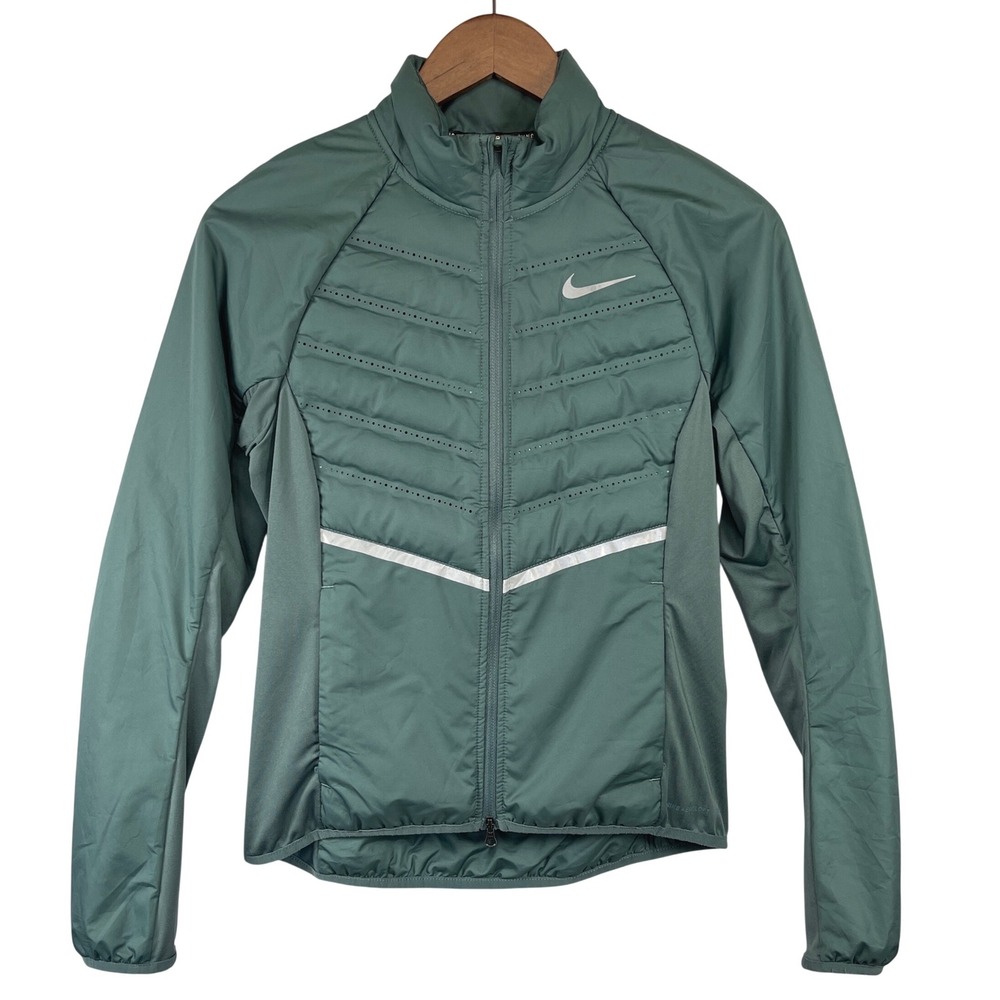 Nike Aeroloft Running Jacket 799852-392 Small Teal Green Down Puffer Reflective